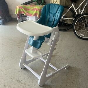 Joovy Foodoo Adjustable Reclining Portable Baby Infant High Chair Seat, Blue